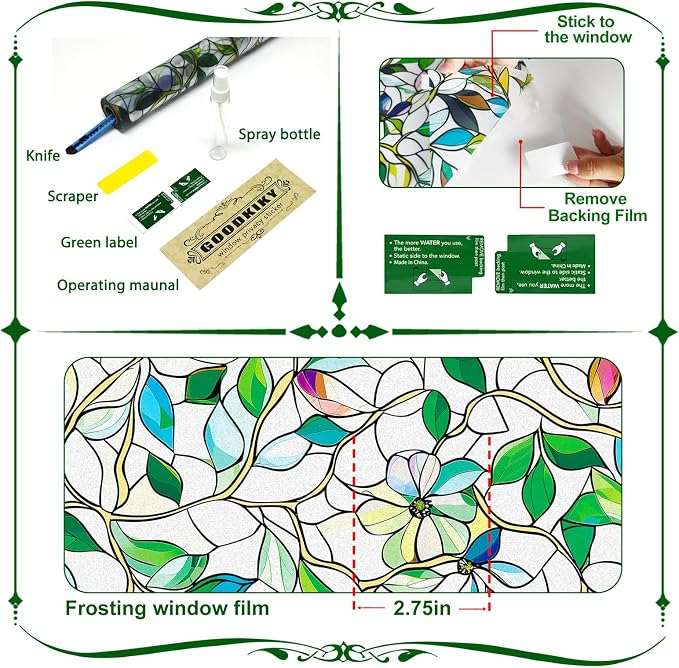 Window Film, Frosted Privacy, One Way Tint, UV Block, Heat Insulation, Anti-Glare, Static Cling, Renter Friendly for Home Bathroom Door