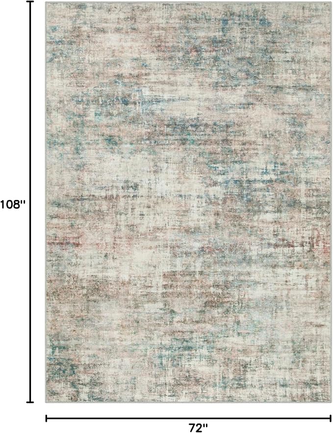 6x9 Area Rugs Washable Rug: Large Modern Abstract Living Room Rug Soft Anti-Skid Thin Carpet Indoor Floor Non-Shedding Carpets for Bedroom Dining Room Farmhouse Nursery Home Office Multi Color