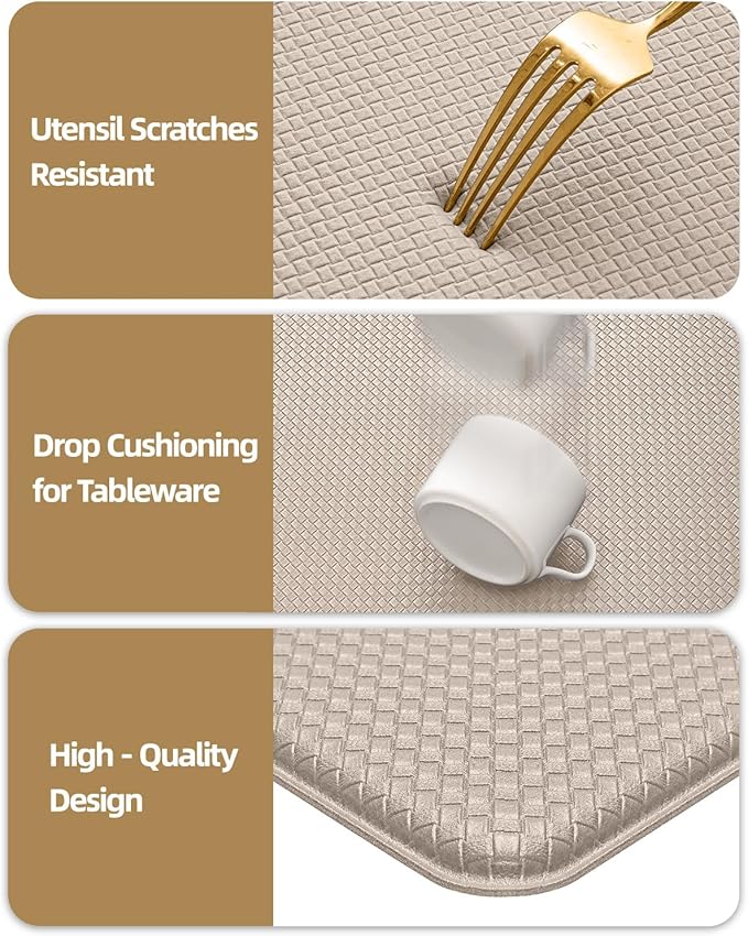 Color&Geometry Anti Fatigue Cushion Kitchen Mat for Floor - 17"x59",Easy Clean, Water & Oil Proof, Anti Slip, Foam Rubber Runner Rug for Front Sink Comfort Standing,Dark Beige