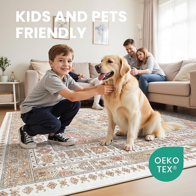 zesthome 4x12 Runner Rug for Hallway, Low-Pile Wide Runner for Entryway, Long Washable Non-Slip Kitchen Rug, Soft Modern Home Decor Mat for Living, Laundry Room(Orange,4'x12')