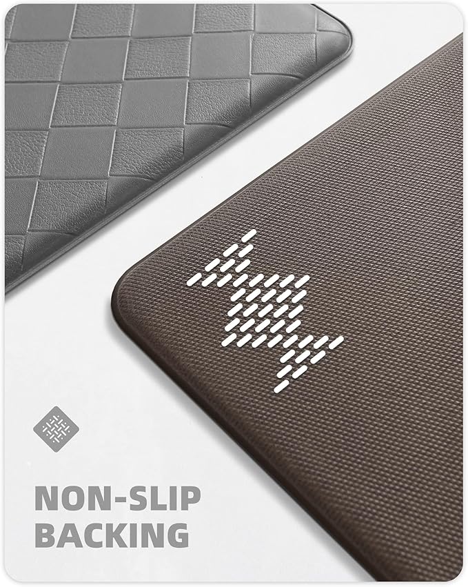 Color&Geometry Extra Wide Kitchen Mats Set 24x59+24x87, Anti Fatigue Cushioned Floor Mat, Waterproof Easy Clean Non Slip Runner for Sink Comfort Standing,Grey