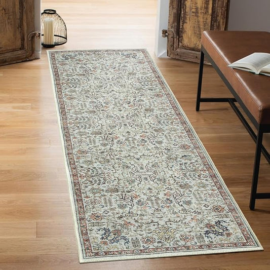 Keen Home Design 30"x84" Rug - Machine Washable Runner Rug with Non-Slip Backing, Ideal for Hallway, Entryway, Kitchen, Laundry Room - Vintage, Easy Clean, Durable, Low Pile Rug - (2'6" x 7')