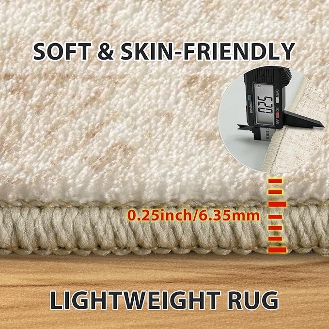 8x10 Area Rugs for Living Room Rug Washable: Abstract Large Rug for Dining Room Bedroom Carpet Non Slip 8 by 10 Indoor Modern Nursery Home Office Beige