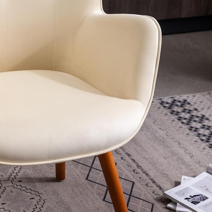 Roundhill Furniture Doarnin Silky Velvet Tufted Button Accent Chair, White
