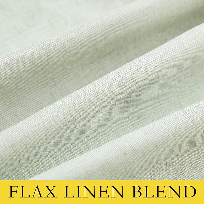 NICETOWN Sage Green High-End Thermal Flax Linen Curtains, Full Blackout Privacy Drapes 72" Long for Dining Room, Soundproof Window Treatment Panels for Hall Room, 52" Wide Per Panel, Set of 2