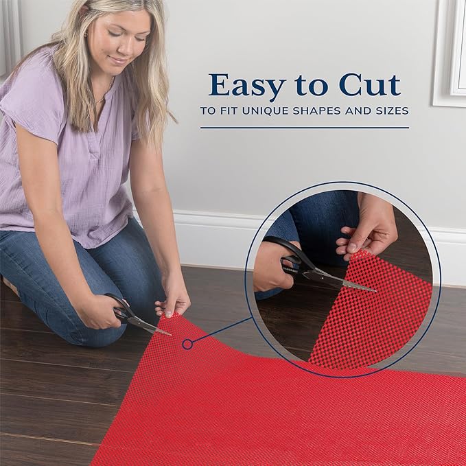 Veken 8x10 Ft Rug Pad Gripper for Hardwood Floors, Non Slip Red Rug Pads for Area Rugs, Thick Rug Grippers for Tile Floors, Under Carpet Anti Skid Mat, Keep Your Rugs Safe and in Place