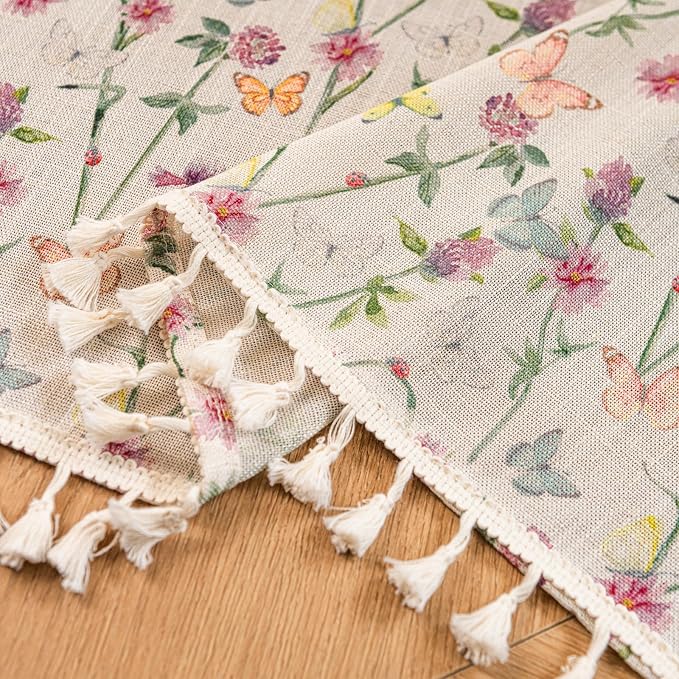 Deeprove Curtain Valance 18 inch for Kitchen Sink Living Room Bathroom Cafe Closet, Florals Butterfly Print, Light FilteringPrivacy Home Whimsical Decoration Winow Short Treatment Drape 52" W x 18" L