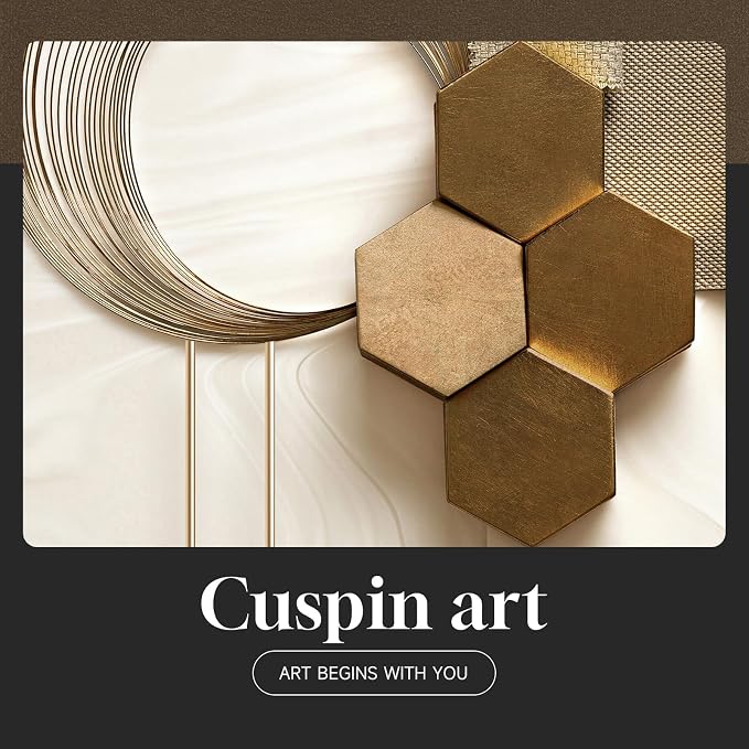 Framed Modern Luxury Gold Wall Art for Living Room, 3 Piece Bright Style Art Prints Paintings Artwork for Walls, Bronze Cirle Geometric Pictures for Dining Room Office Bedroom Hallway Wall Decor 16x24 In