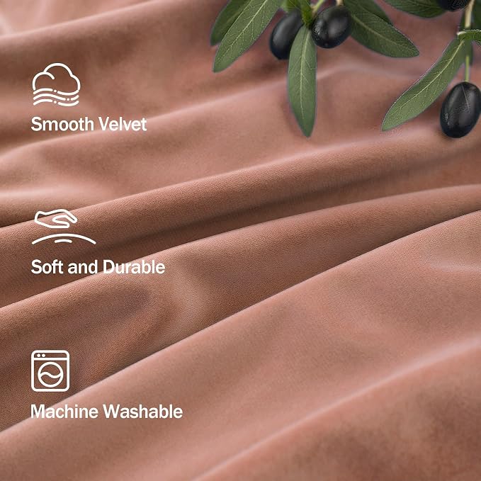 Cinnamon Blackout Velvet Curtains 108 Inches Long 2 Panels for Bedroom Living Room Darkening Earthy Luxury Boutique Bohemian Fall Decor Noise Reduction Floor to Ceiling Velvet Drapes 52x108 Rust Brown