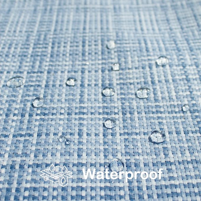Kevin Textile Pack of 2 Decorative Outdoor Waterproof Throw Pillow Covers Stripe Square Pillowcases Modern Cushion Cases for Patio Couch Bench 18 x 18 Inch Light Blue