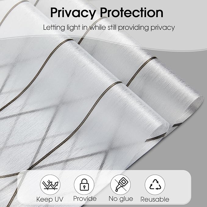 Windimiley Window Privacy Film Stained Glass Static Clings, Bathroom Frosted Leaded Decorative Window Stickers, UV Heat Blocking Opaque Removable for Home Door Coverings (23.6 x 118.1in,Rain)