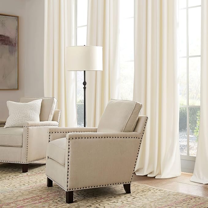 RYB HOME Ivory Velvet Curtains for Bedroom Living Room, Thermal Insulated Privacy UV Heat Blocking Luxurious Drapes for Nursery Dining Room, 62" W x 90" L, 2 Panels, Rod Pocket/Back Tab/Hook Belt