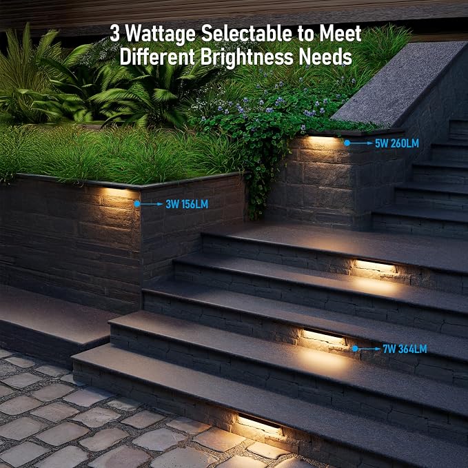 LEONLITE 8-Pack 12 Inch LED Hardscape Lighting, 3W/5W/7W, 2700K Soft White | Update Dimmable Retaining Wall Lights, Low Voltage Landscape Lighting, 12-24V AC/DC Paver Light, Outdoor Step Lights, ETL