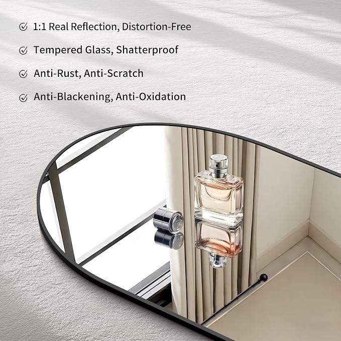 CIRCUMI 2-Pack Arched Wall Mirror, 24"x36" Black Arched Mirror with Tempered Glass, Metal Frame, Large Size for Bathroom, Living Room,Over Sinks, Arch Mirrors for Vanity,Shatterproof&Crystal-Clear