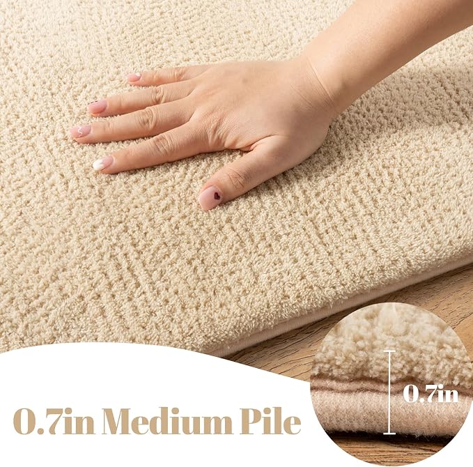 qulint Tan Carpet Runners for Hallway 6ft, Modern Soft Bedroom Runner Rug 2x6 Non Slip Washable Thickened Memory-Foam Indoor Rug, Minimalist Solid Carpet for Living Room Laundry Home Decor