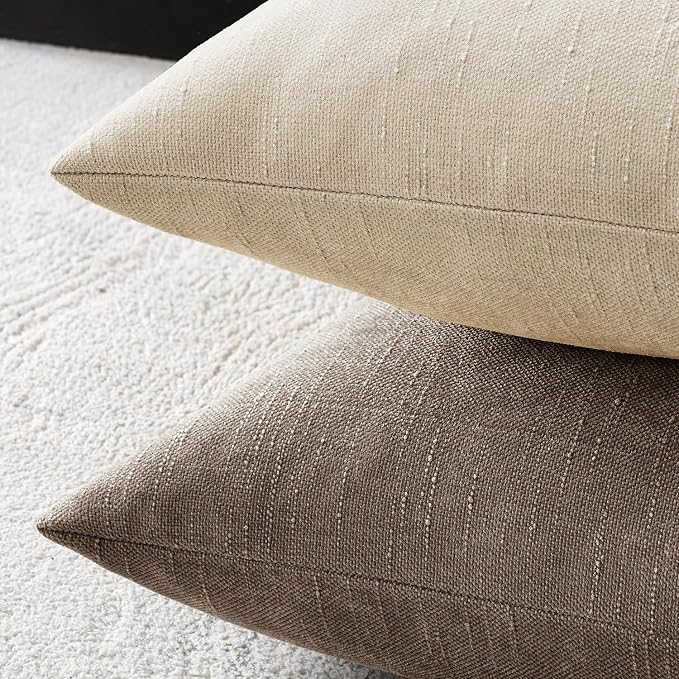 MIULEE Pack of 2 Decorative Throw Pillow Covers Soft Throw Pillows Solid Textured Cushion Covers Home Decor for Couch Sofa Bedroom Living Room 20x20 Inch, Beige Cement