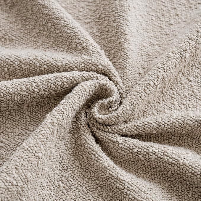Foindtower Set of 2, Decorative Textured Boucle Throw Pillow Covers Accent Solid Pillow Cases Neutral Cozy Couch Cushion Case for Chair Sofa Bedroom Living Room Home Decor 24 x 24 Inch Ivory Beige