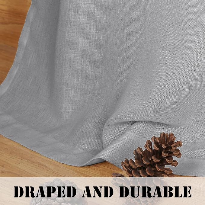 H.VERSAILTEX Dove Curtains 96 Inches Long for Living Room 2 Panels Rod Pocket Airy Flowy Lightweight Semi Sheer Linen Curtains for Boys Bedroom Dining Country Chic Decoration 52x96 Inch Length 8 FT