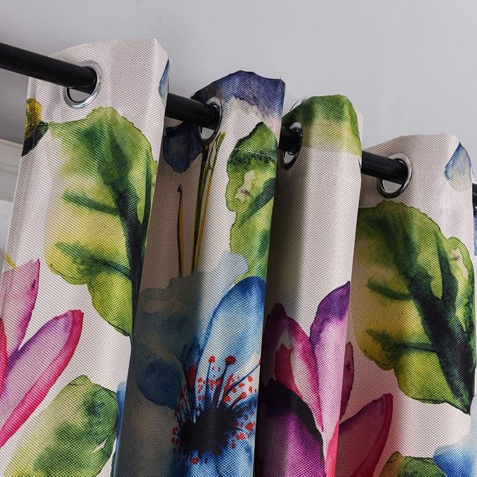 Taisier Home Stylish Living Elegant Abstract Colorful Curtains Printed,Multicoloured Curtains Print,Fashion Curtain 72 Inch Lenth for Bedroom(Floral Print Curtain 2 Pieces Set)