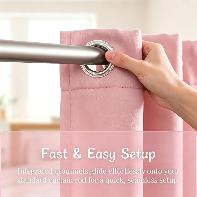 Princess Curtains for Girls Bedroom with Sheer Overlay,Double Layer Curtain for Living Room with Star Cutout, Curtains for Kids Room (70 W*95 L Inches,2 Pcs Pink)