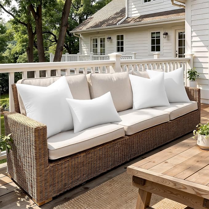MIULEE Outdoor Pillow Inserts 18x18 Pack of 4 Waterproof Throw Pillow Inserts Decorative 100% Virgin Fibers Filling for Patio Sofa Couch