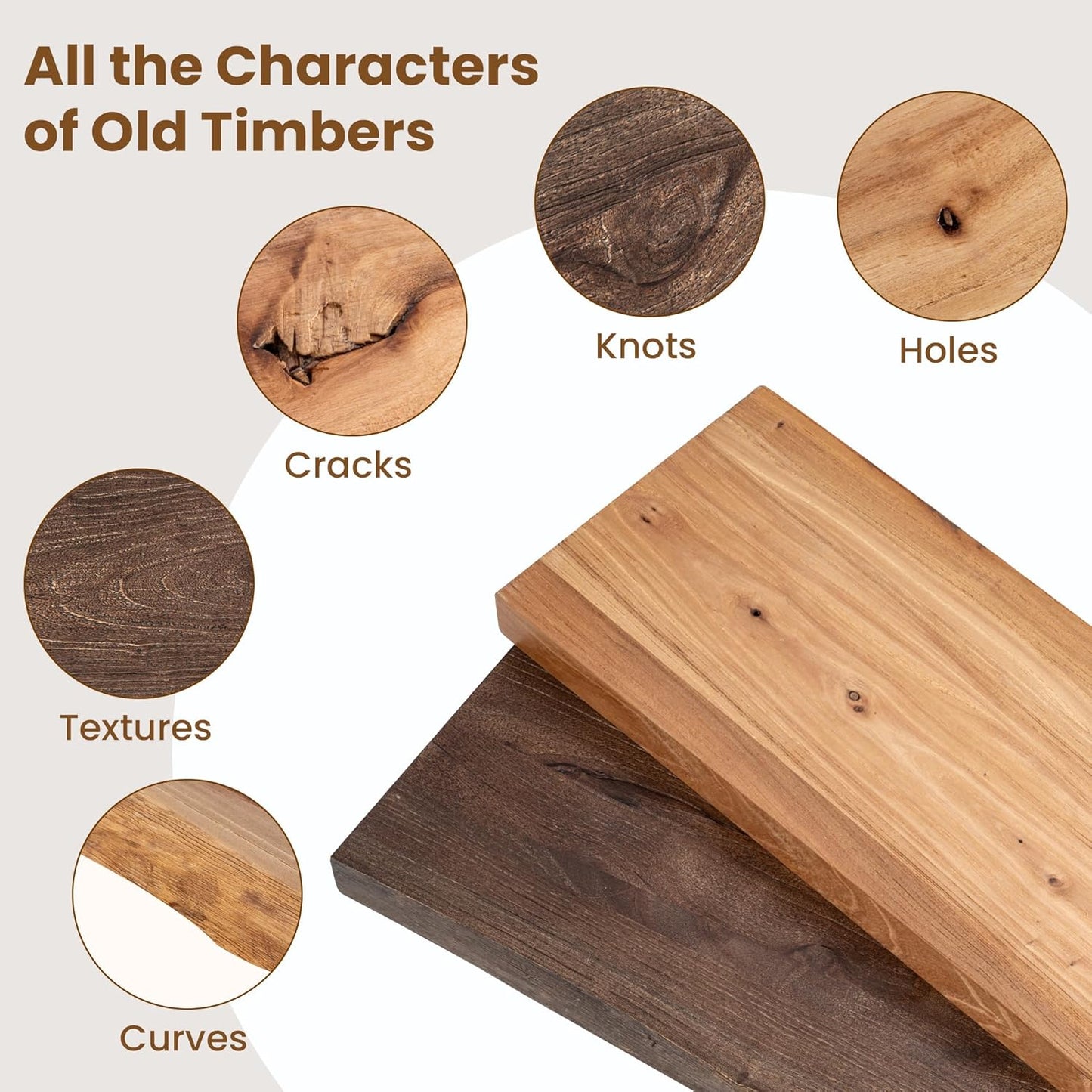 Floating Shelves for Wall Decor, Rustic Solid Elm Wood Live Edge Floating Shelves Wall Mounted, Wall Shelves with Invisible Bracket for Living Room Bathroom Bedroom Kitchen, 32 Inch Set of 2, Natural