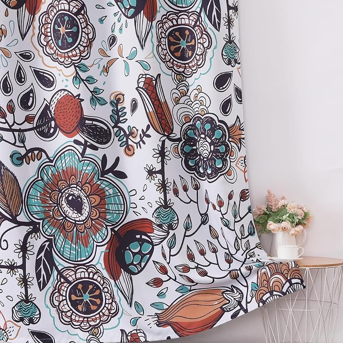 Estelar Textiler Vintage Garden Plants Herbs Print Blackout Curtains Pack of 2,Bohemian Classic Flowers Design for Bedroom Living Room,Grommet Energy Efficient Window Drapes,52x90 Inch