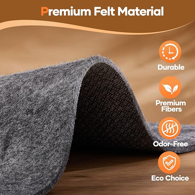 Veken Non Slip Cushioned Runner Rug Pad Gripper 2.5x9.5 Ft, Felt and Silicone Back, 1/4" Thick Carpet Liner for Hardwood Floors and Finishes, Under Area Rugs Anti Skid Mat, Keep Rugs Safe and in Place