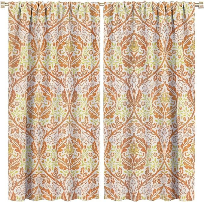 Bohemia William Morris Art Blackout Window Curtains, Vintage Flowers Foliage Rod Pocket Curtains, for Living Room Bedroom 31.5(W)*72(L) 2 Panels