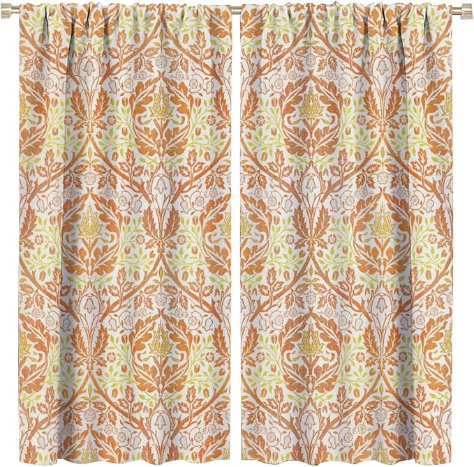 Bohemia William Morris Art Blackout Window Curtains, Vintage Flowers Foliage Rod Pocket Curtains, for Living Room Bedroom 36(W)*63(L) 2 Panels