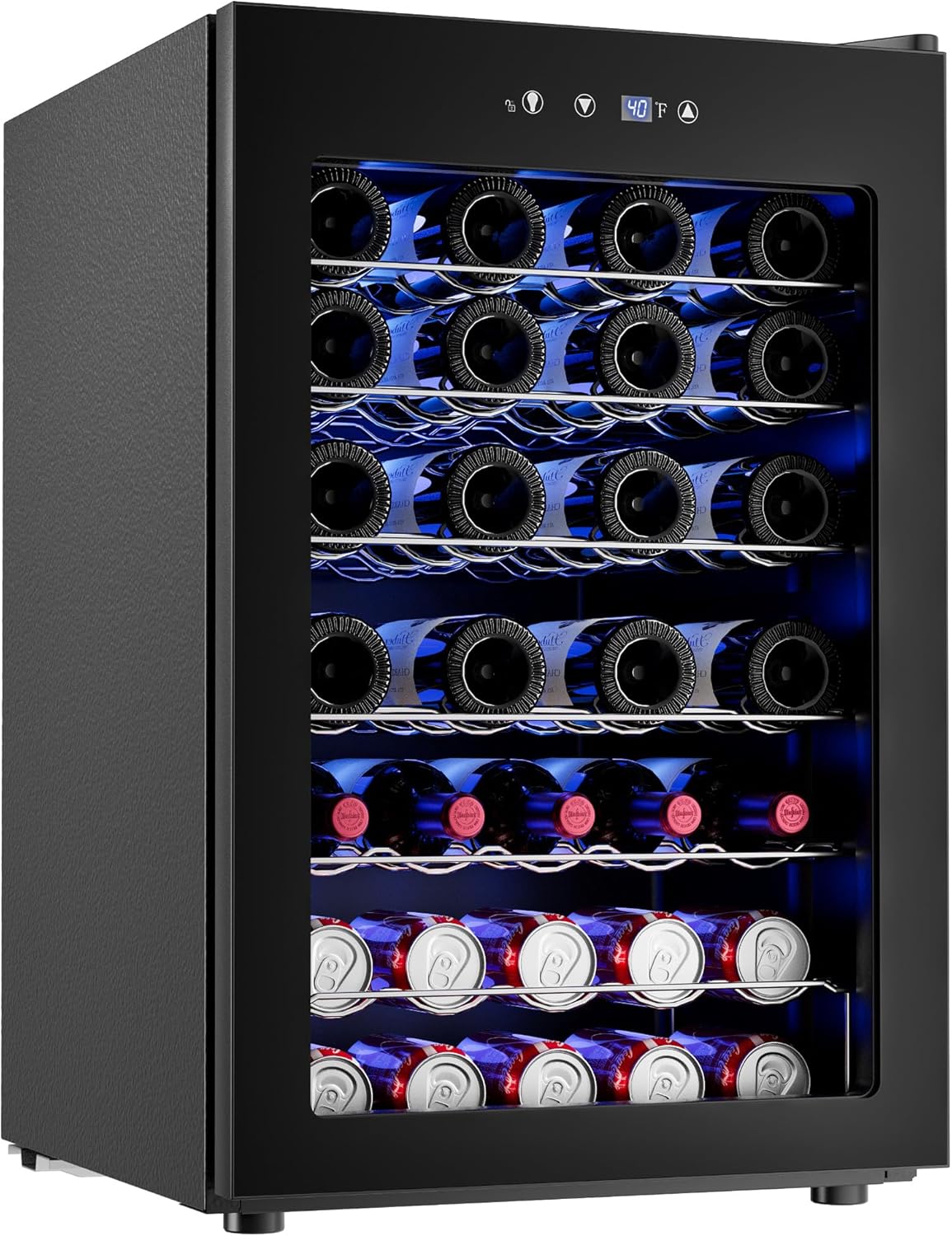 4.5 CU.FT Wine Cooler Refrigerator, Small Freestanding Wine Fridge for Red, White and Champagne, Mini Fridge with Adjust Temperature, Black
