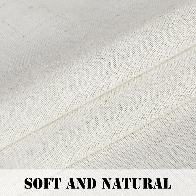 H.VERSAILTEX Curtains 96 Inches Long for Living Room 2 Panels Rod Pocket Soft Linen Draperies Light Weight Airy Semi Privacy Sheer Curtains for Bedroom 8 FT Tall, Heathered Natural