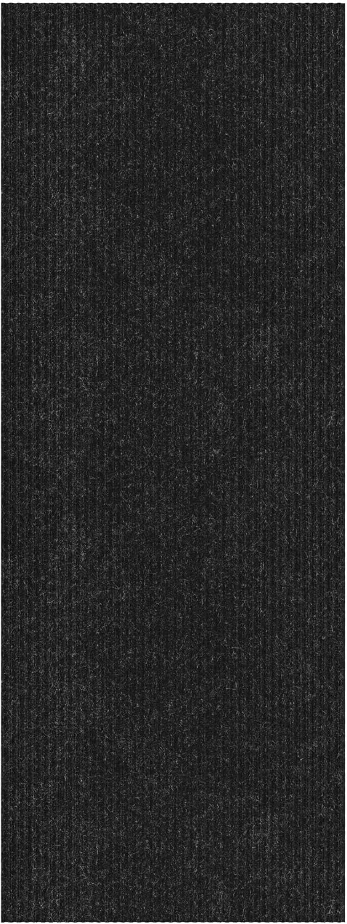 Ottomanson 2'7" x 18' Hallway Runner with Scraper Pile - Extra Durable Non-Slip Rug Mat for Indoor & Outdoor Use - Ideal for Kitchen, Entryway & Garage - High-Traffic Carpet, Black
