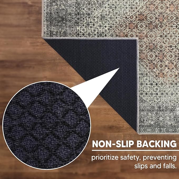 Keen Home Design 36"x60" Rug - Machine Washable Entry Rug with Non-Slip Backing, Ideal for Enteryway, Kitchen, Bathroom, Laundry Room - Vintage, Easy Clean, Durable, Low Pile - (3' x 5')