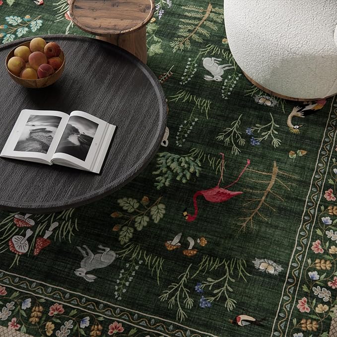 Machine Washable Rugs for Living Room: 8x10 Area Rugs for Bedroom Stain Resistant Non Slip Low Pile Soft Lightweight Carpet Rug for Kitchen Dining Room Farmhouse Nursery Kids Room Playroom
