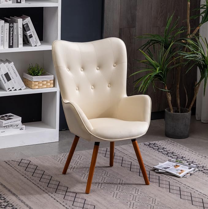 Roundhill Furniture Doarnin Silky Velvet Tufted Button Accent Chair, White