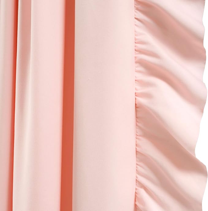 Lush Decor Reyna Ruffle Window Curtain Panel Set, Pair, 54" W x 84" L, Blush Pink - Flowy Curtain - Romantic Ruffle Curtains for Bedroom, Living room, or Dining Room - Farmhouse & Cottage Home Decor