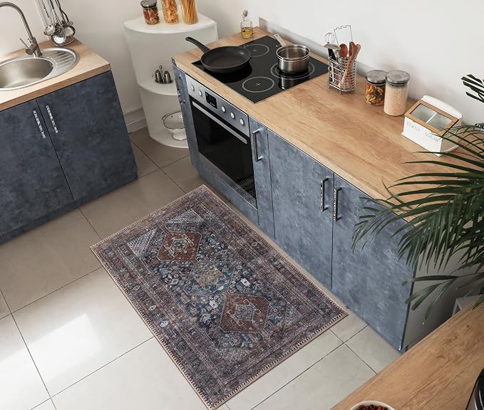 Keen Home Design 24"x36" Rug - Machine Washable Entry Rug with Non-Slip Backing, Ideal for Enteryway, Kitchen, Bathroom, Laundry Room - Vintage, Easy Clean, Durable, Low Pile - (2' x 3')