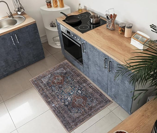 Keen Home Design 24"x36" Rug - Machine Washable Entry Rug with Non-Slip Backing, Ideal for Enteryway, Kitchen, Bathroom, Laundry Room - Vintage, Easy Clean, Durable, Low Pile - (2' x 3')