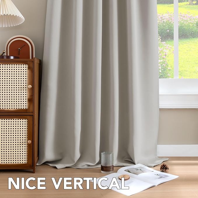 H.VERSAILTEX Blackout Curtains Thermal Insulated Window Treatment Panels Room Darkening Blackout Drapes for Living Room Back Tab/Rod Pocket Bedroom Draperies (2 Panels, Stone, 42 x 63 Inch)