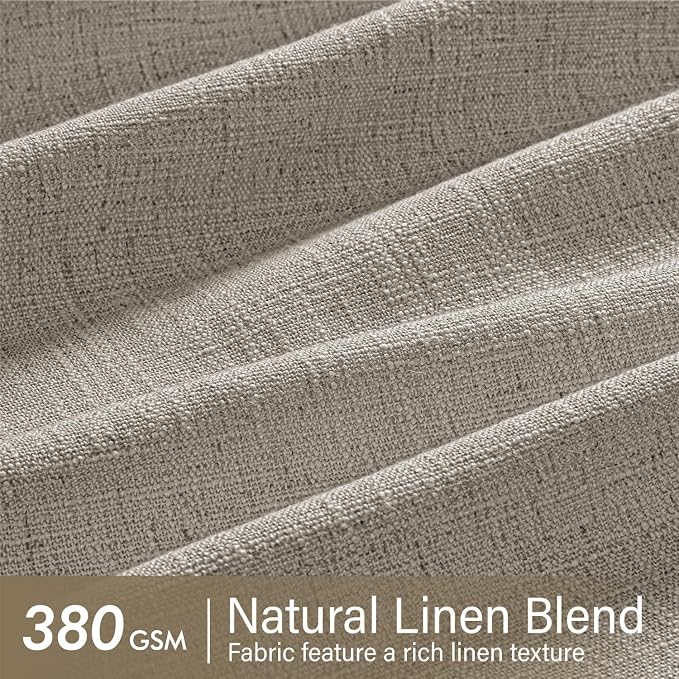MIULEE Pinch Pleated Thick Linen Curtains 102 Inches Long 2 Panels for Living Room Bedroom, Linen Textured Drapes Pleat Back Tab Memory Trained Light Filtering Boho Taupe Window Curtains with Hooks
