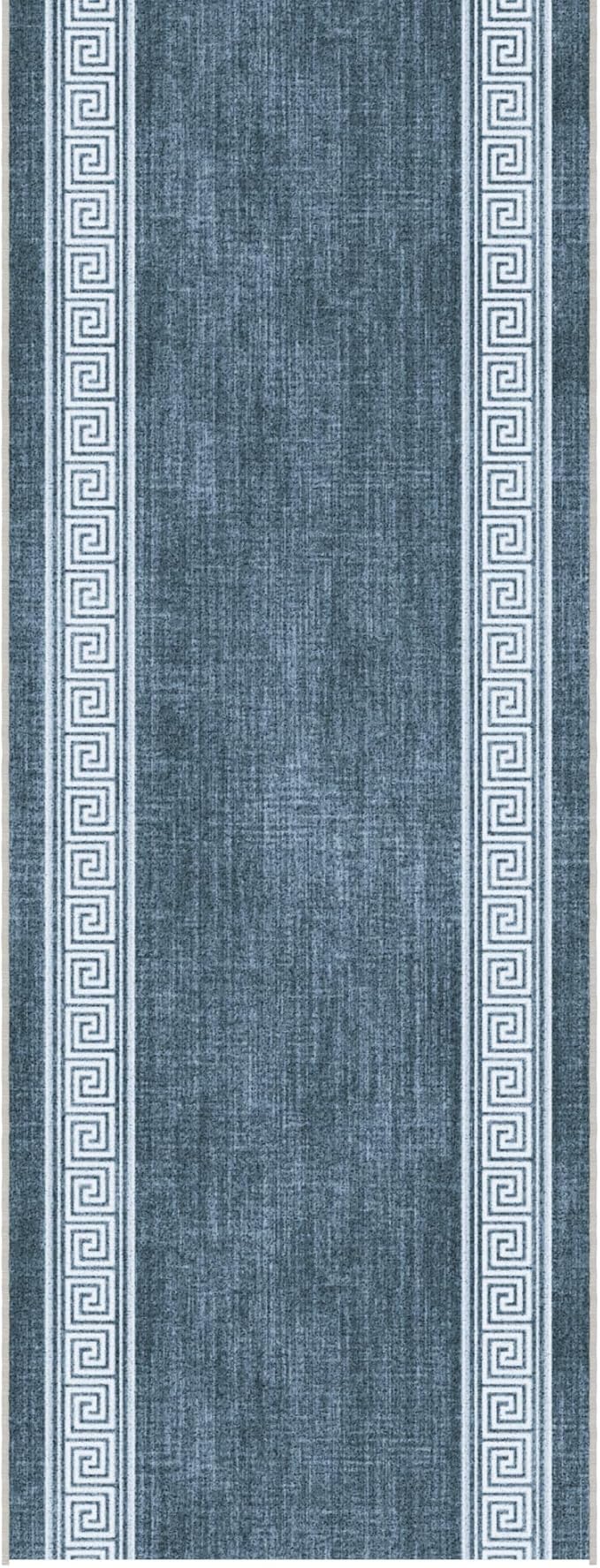 Ottomanson Aisle Runner Rug 2'7" x 26' – Soft Non-Slip Rug, Low Pile Carpet for Hallways, Events, Churches & Extra-Long Indoor Spaces, Greek Border Greyish Blue