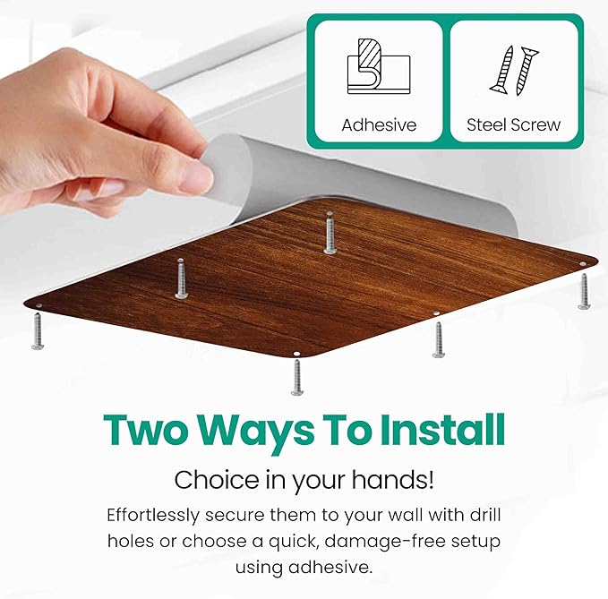 17.5inchX11.5inch Large Stainless Steel Plate for Magnets, 3M Adhesive Back, Mounting Screws, Ideal for Magnetic Shelf, Spice Holders, Colorful Magnets as a Gift. Mount Anywhere! (Timber, 2 Pack)