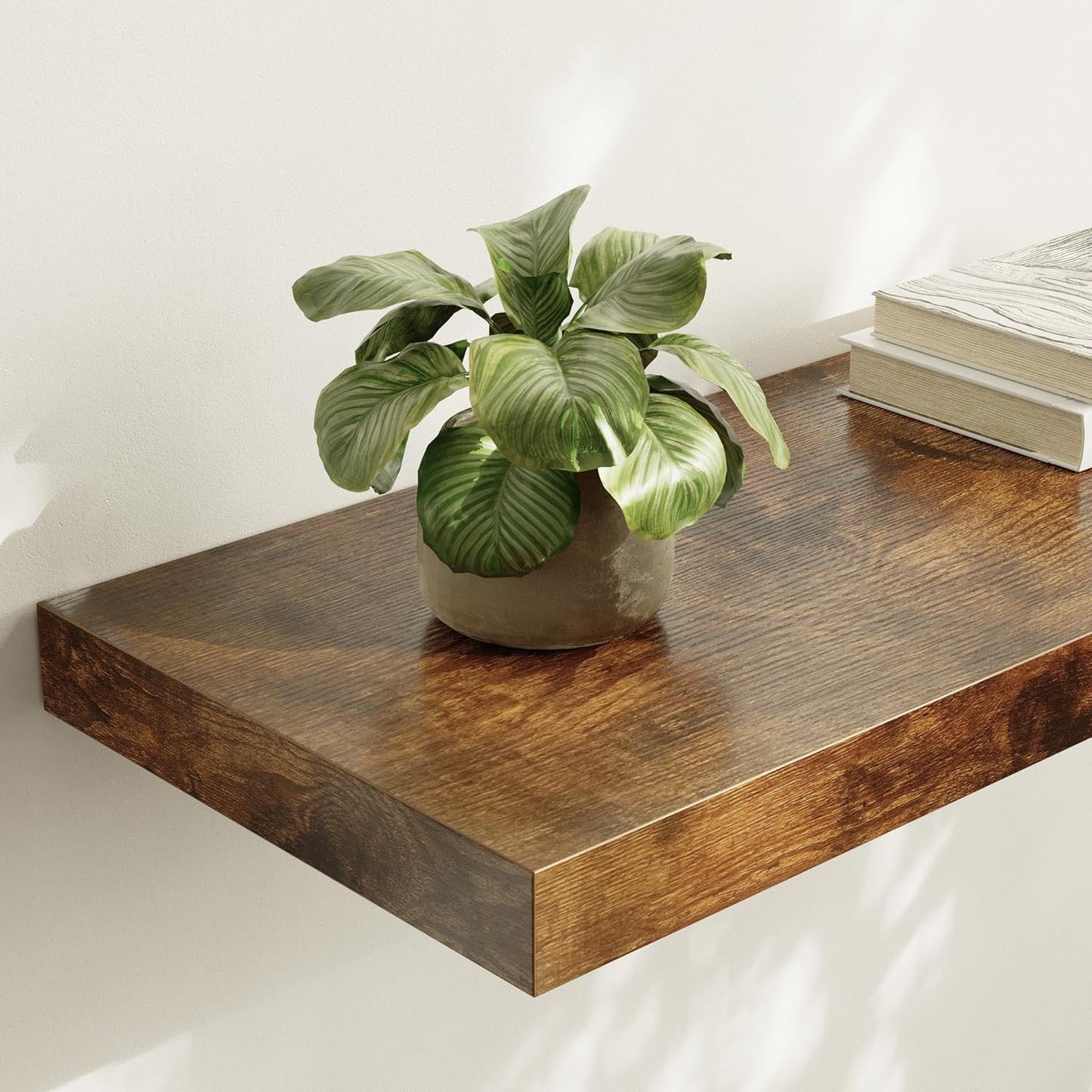 Large Floating Shelves for Wall Set of 2 Wooden Wall Shelves 30 in x 12.75 in x 2 in Room Decor Long Shelf with Invisible Wall Mount Bracket for Bedroom Kitchen Living Room Rustic Brown