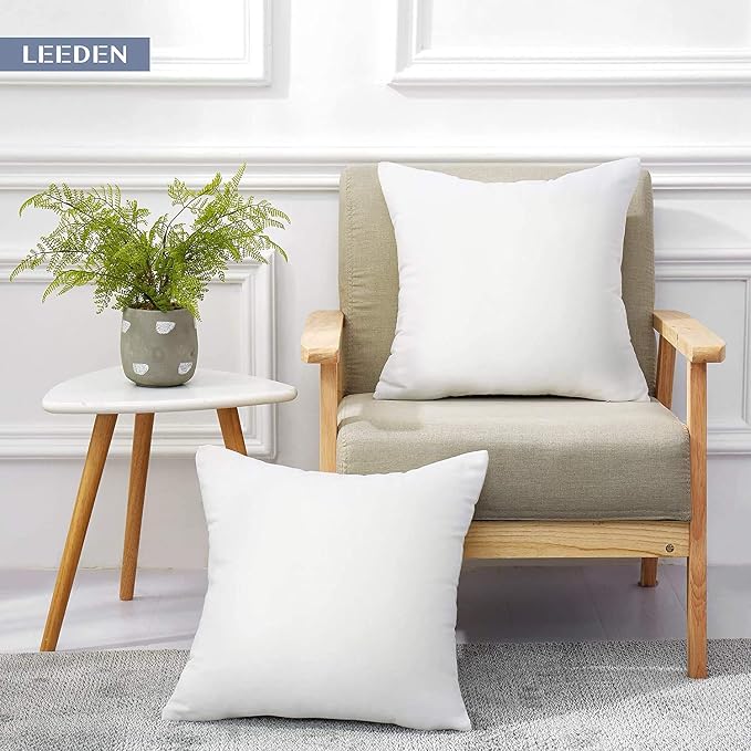 Leeden 22 x 22 Pillow Inserts (Set of 4) - Throw Pillow Inserts with 100% Cotton Cover - 22 Inch Square Interior Sofa Pillow Inserts - Decorative Pillow Insert Pair - White Couch Pillow