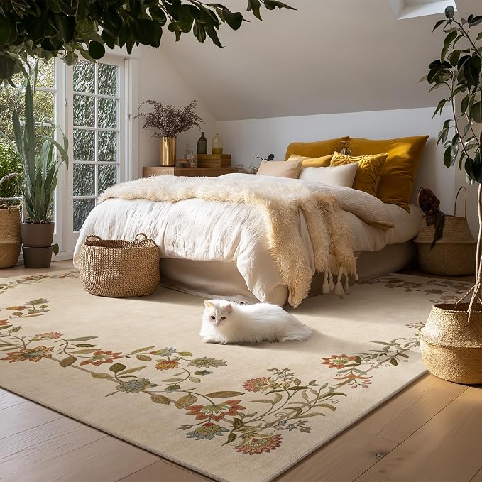 Washable Rug 8x10 Area Rugs for Living Room: Bedroom Rug Non Slip Stain Resistant Low Pile Ultra Soft Faux Wool Lightweight Large Carpets for Dining Room Kitchen Nursery Farmhouse Home Office Indoor