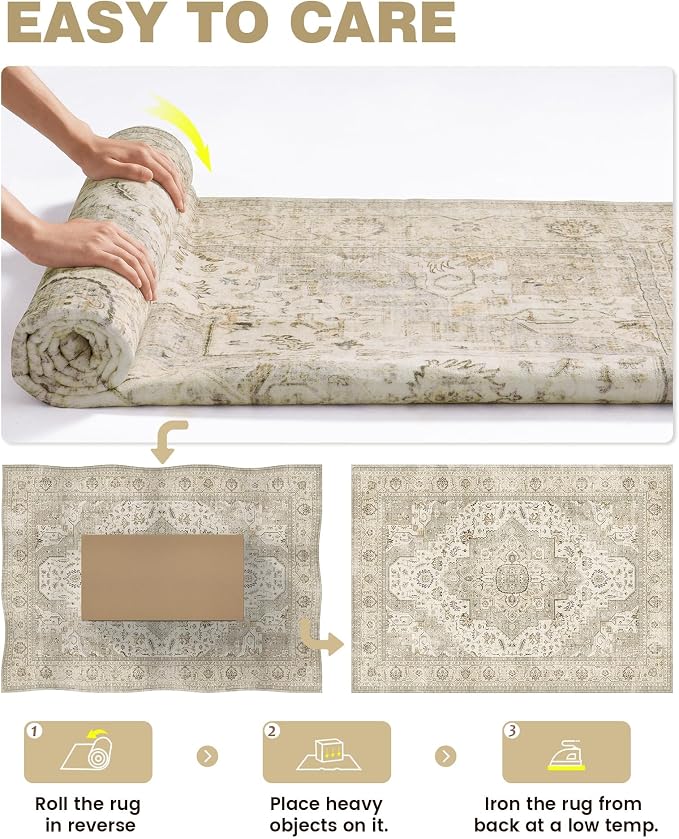 Washable Runner Rug 2.6x12 Runners for Hallways, Ultra-Thin Carpet Runners for Entryway Anti Slip Backing Runner Rugs for Kitchen Laundry Room Indoor Hallway (Ivory/Beige)