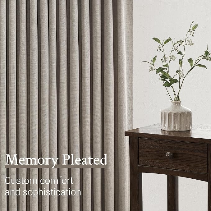 Topfinel Pinch Pleated 92 Inch Curtains 2 Panels for Living Room Taupe Curtains 92 Inches Long Pinch Pleat Drapes for Track System Light Filtering Semi Sheer Curtains for Living Room Bedroom