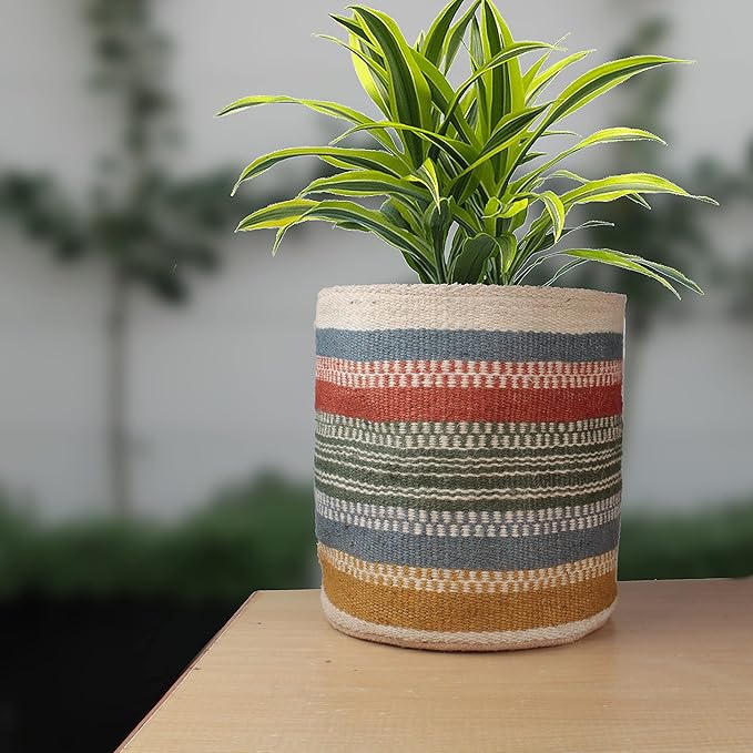 Planter Basket Modern Woven Basket for 10" Flower Pot Floor Indoor Planters, 12” x 12” Storage Organizer Basket Rustic Home Decor, Boho Chic Storage Earth-Friendly Cotton ECO-Twist Planter