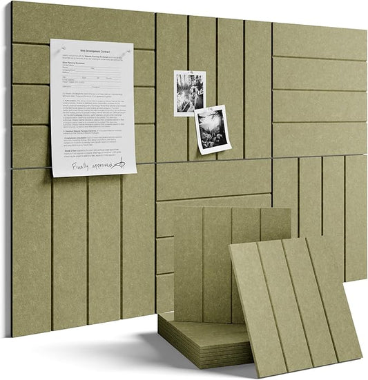 Fluxynara Large Felt Bulletin Board 48" x 36" Cork Board Alternative - 6 Pack with 32 Safe Removable Adhesive Tabs, Cork Boards for Walls Cork Board for Home Office Classroom Pin Board -Olive Green